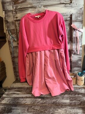 Ces Femme Two-Tone Pink Layered Sweatshirt Tunic